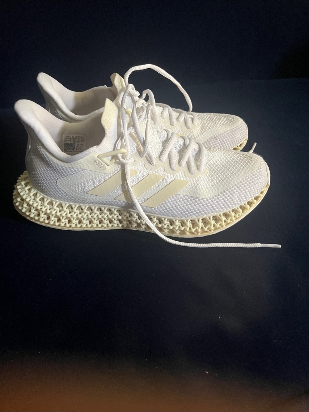 adidas Women's White Cream 3D-Printed Sole Running Shoes